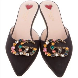 Lightly used Gucci GG Logo Crystal Embellishments Mules